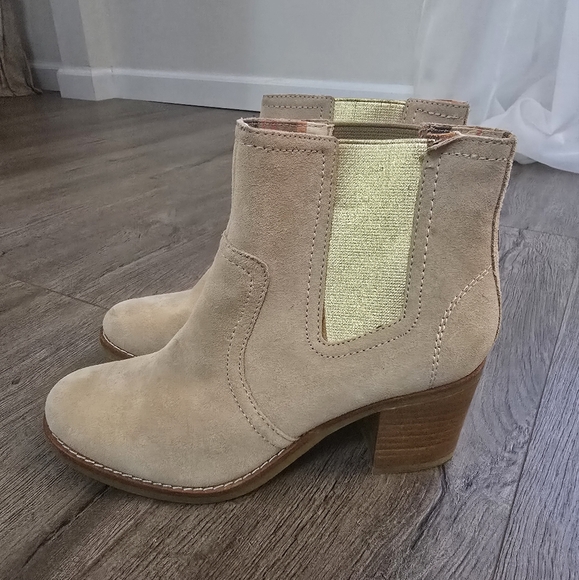 Sperry Marlow Tan Suede Gold Metallic Booties Ladies Size 6.5 - Picture 6 of 9